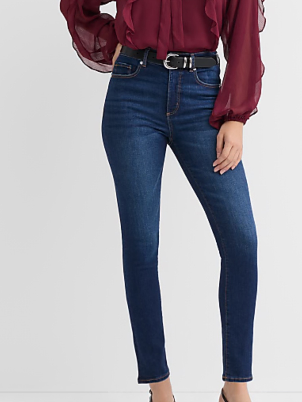 LOFT High Rise Curvy Skinny Jeans Medium Wash Stretch Ankle Denim Blue